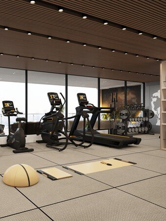 Azra Residence gym with cardio equipment