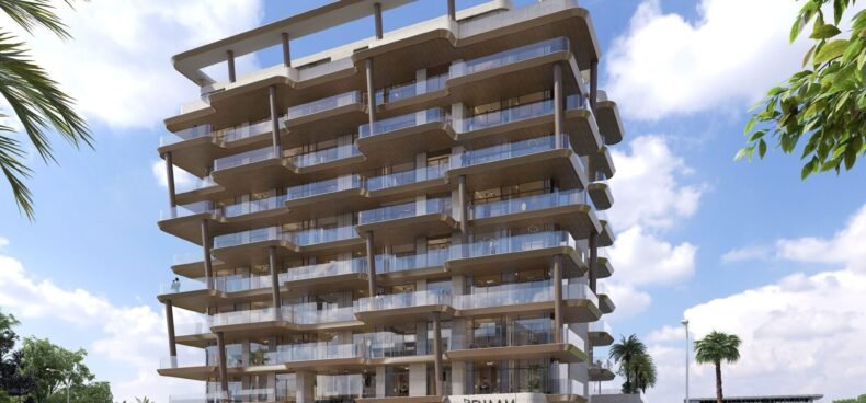 Elyra Residences front exterior by day, Dubai Silicon Oasis