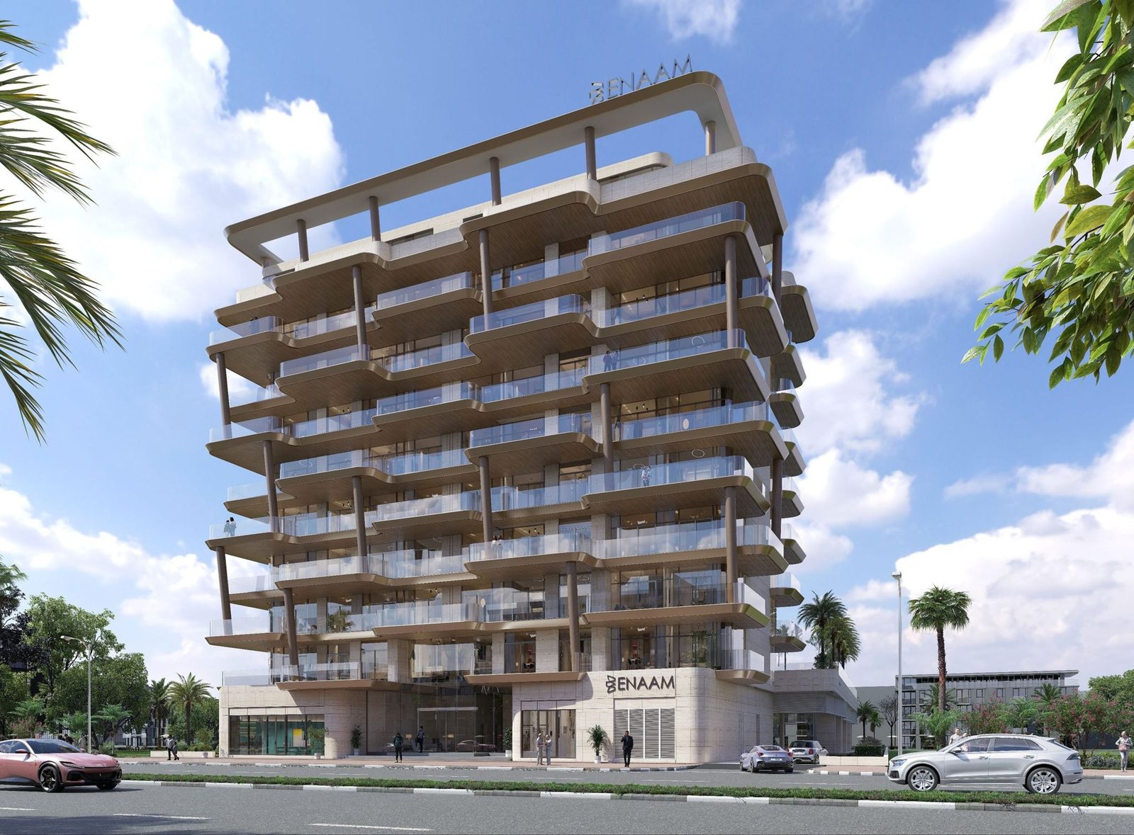 Elyra Residences front exterior by day, Dubai Silicon Oasis