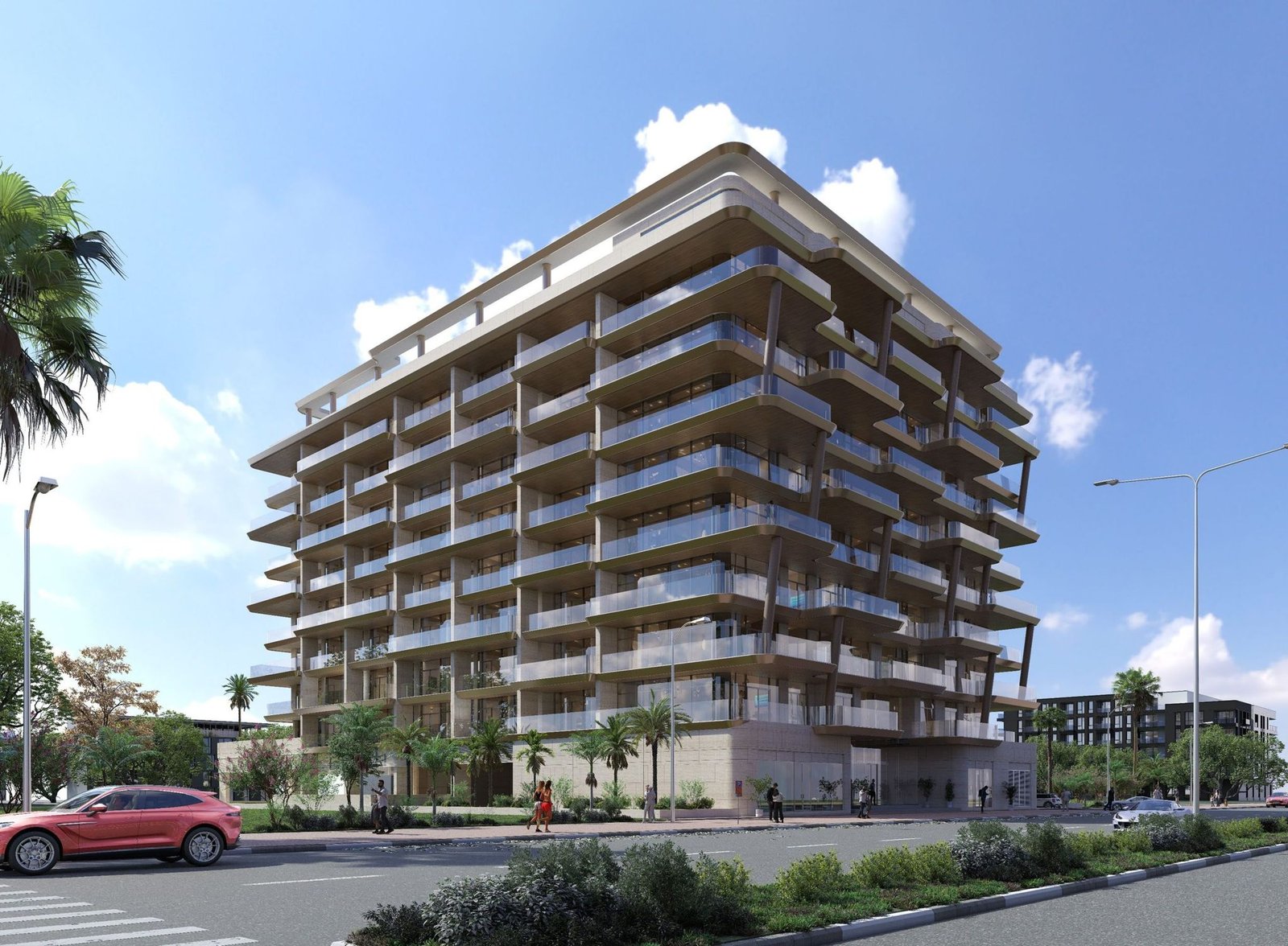 Elyra Residences corner view by day, Dubai Silicon Oasis